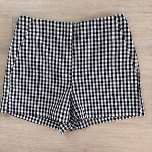 Women's LOFT 00 Petite Black White Gingham Shorts NWT Cotton Blend
